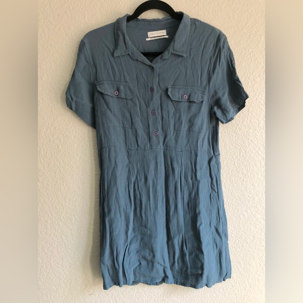 Urban outfitters double lined collared Blue Short Sleeve mini t shirt Dress